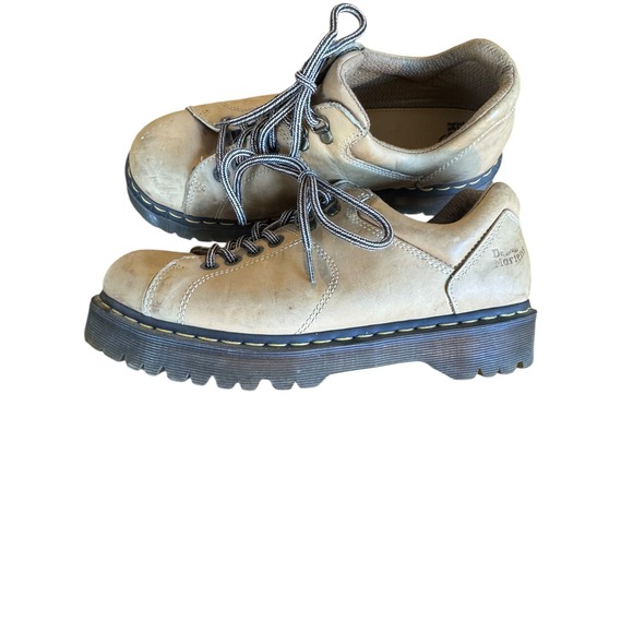 Dr Martens Tan Suede Lace Up Chunky Sole Oxfords Shoes Mens Womens Size - Picture 5 of 9